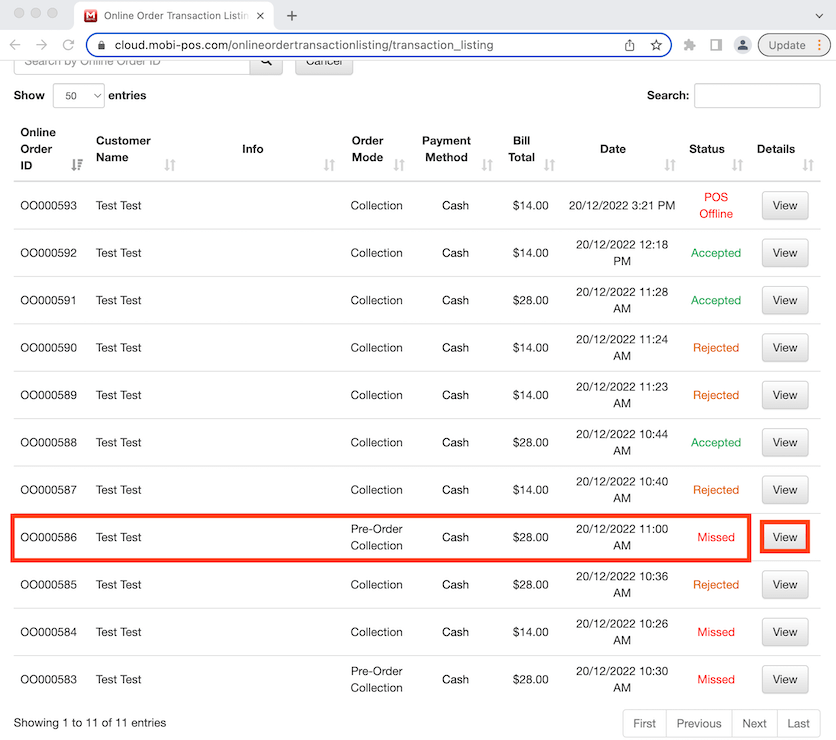 mobipos online order transaction