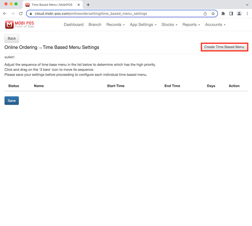 mobipos create time based menu