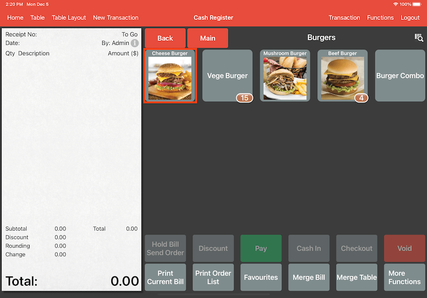 mobipos order with modifiers cash register