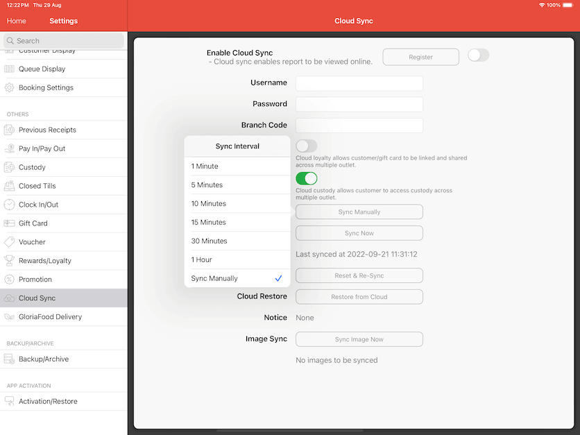 mobi pos sync interval settings