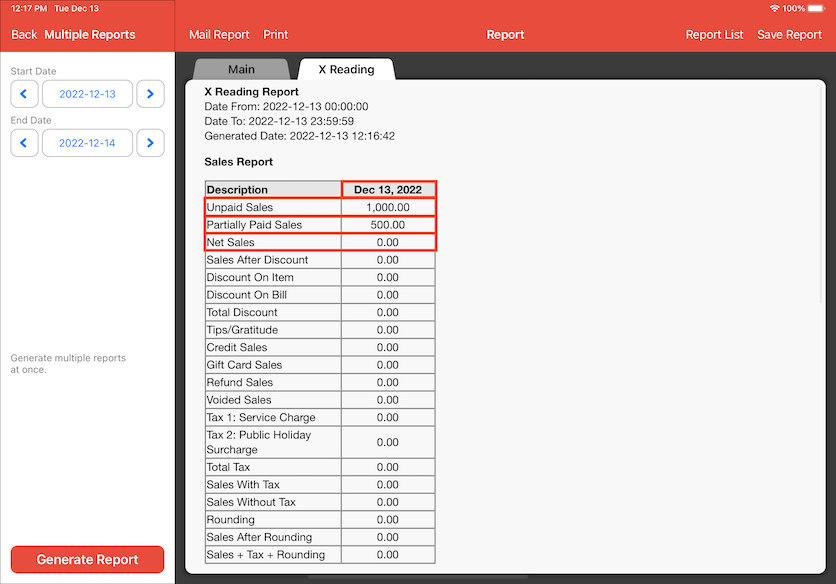 mobipos X reading report