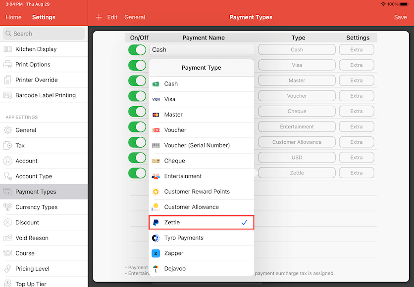 pos system zettle payment type