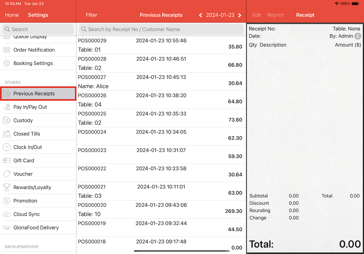 mobipos previous receipts settings part 2