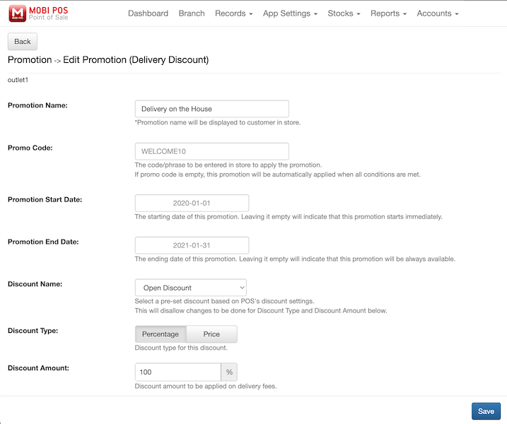 mobipos online ordering delivery discount configuration1