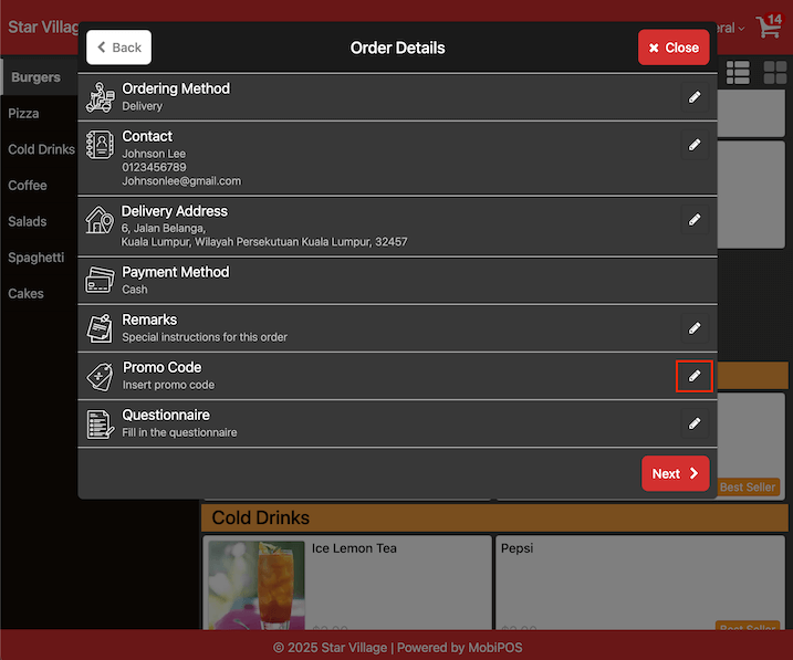 mobipos store order details
