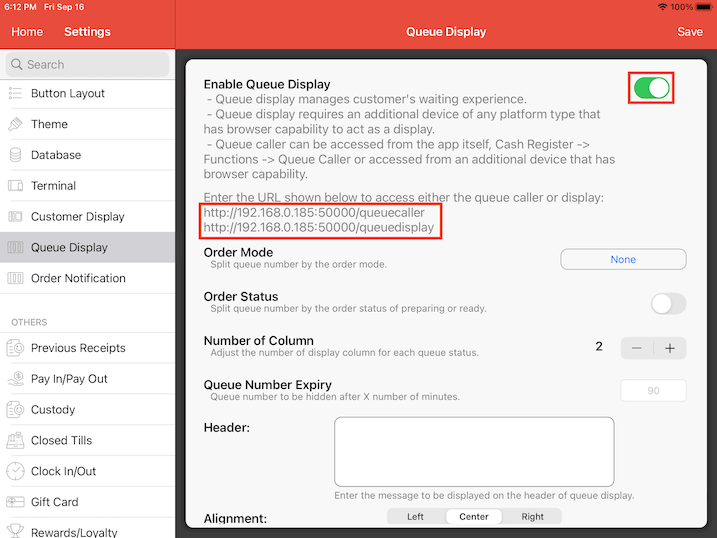 mobipos queue display settings