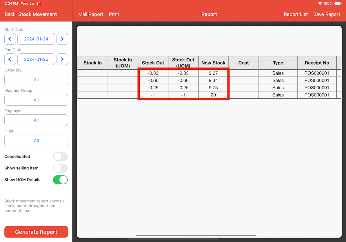 mobipos raw materials report results part 2