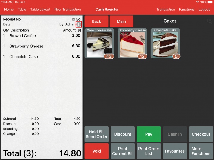 pos system cash register interface