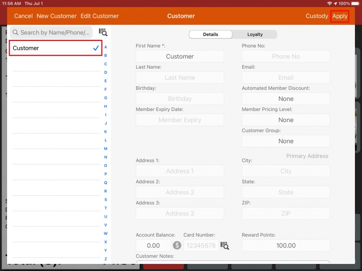 pos system customer profile listing