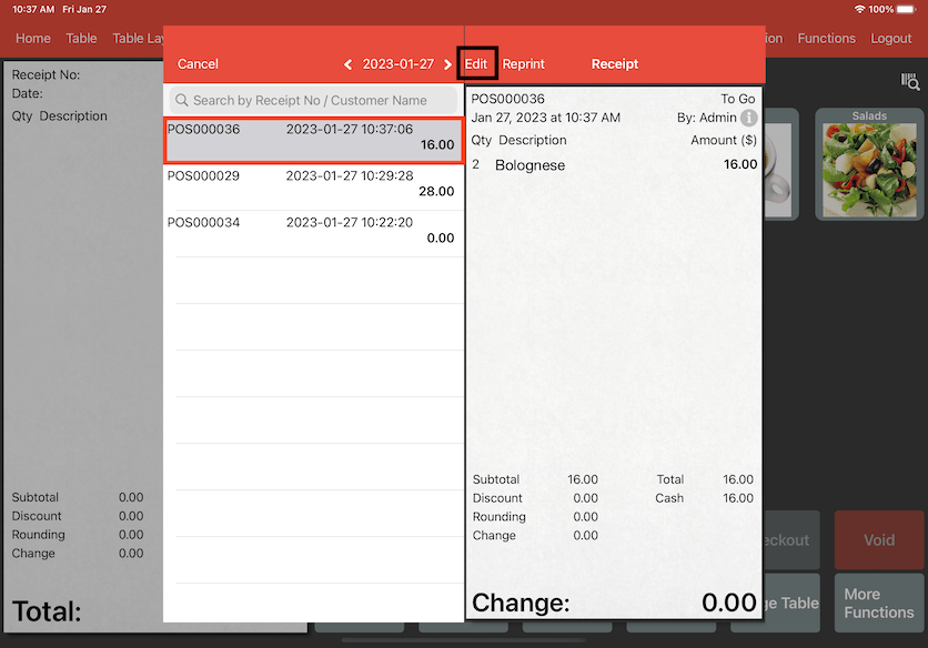 mobipos edit payment method transaction