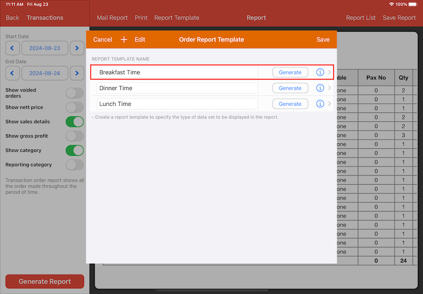 pos system report template generate