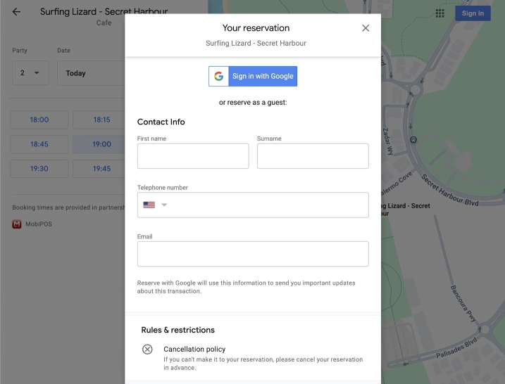 mobipos google new booking selection option