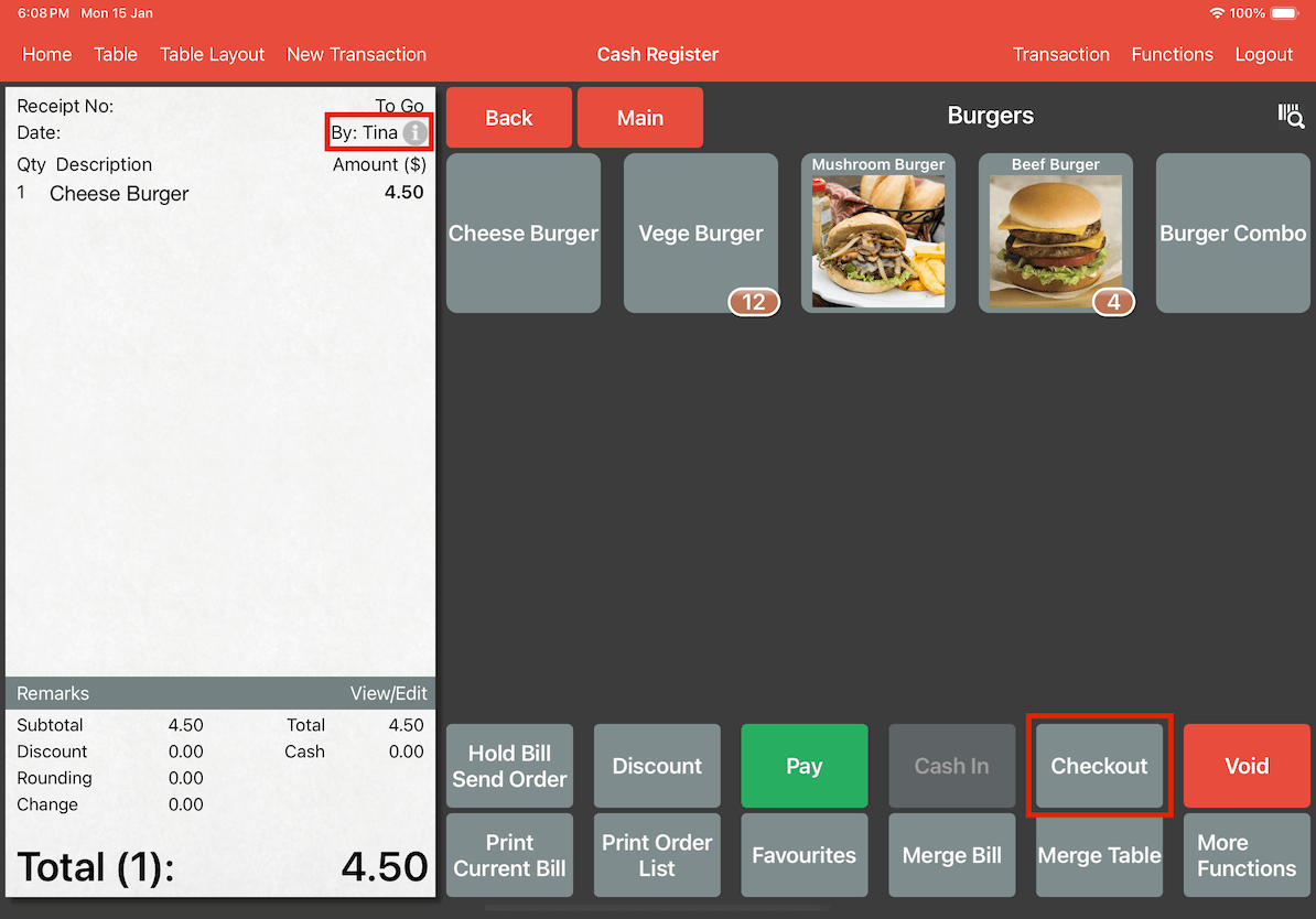 mobi-pos cash register page