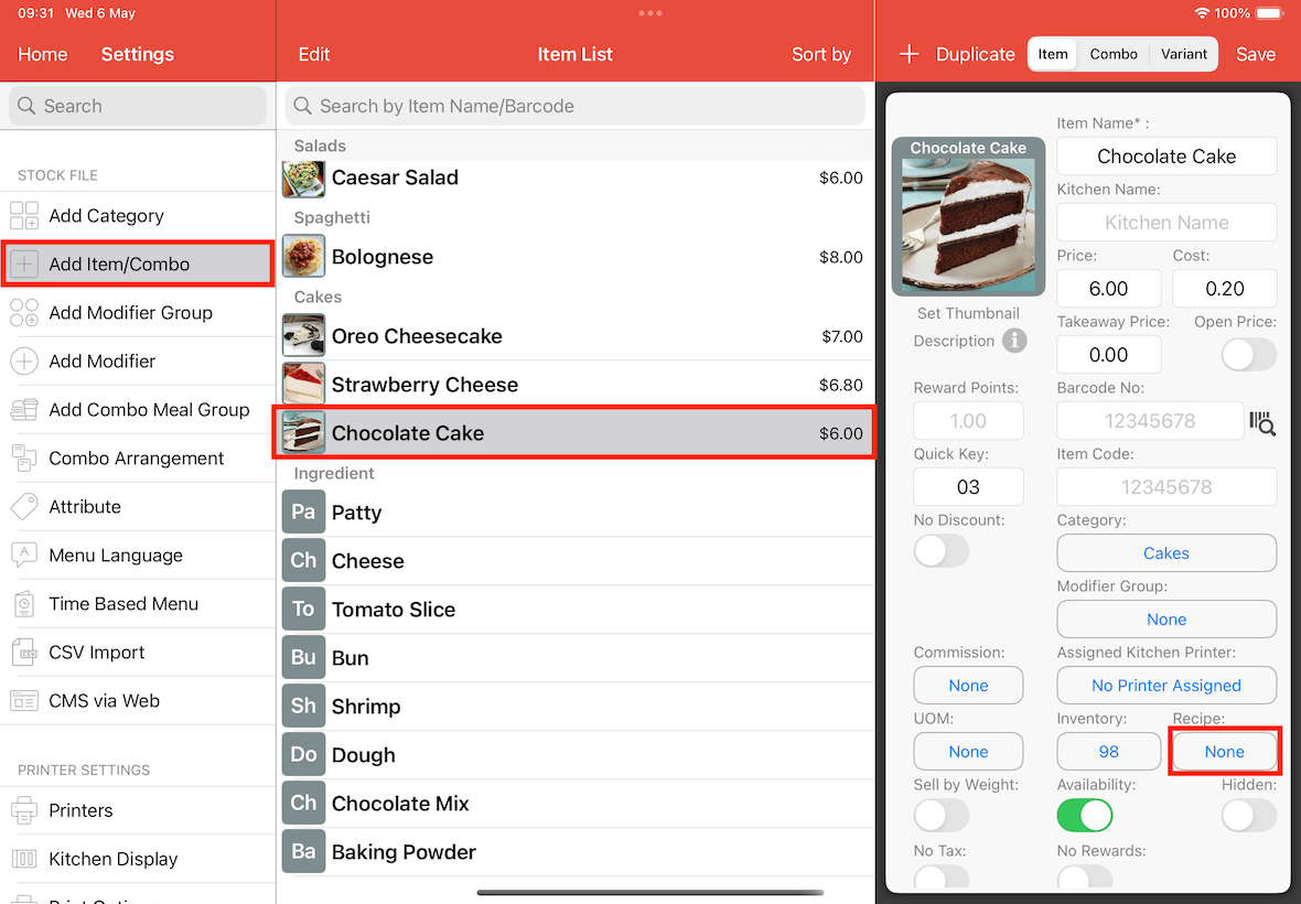 add recipe button