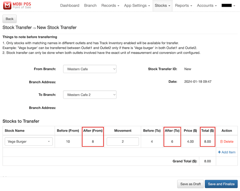 mobi-pos stock transfer information 1