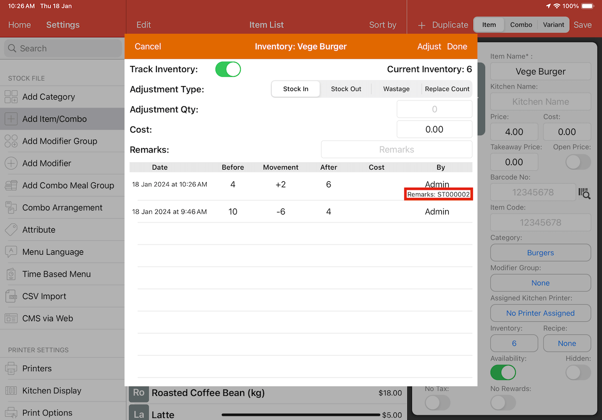 mobi-pos stock transfer pop-up