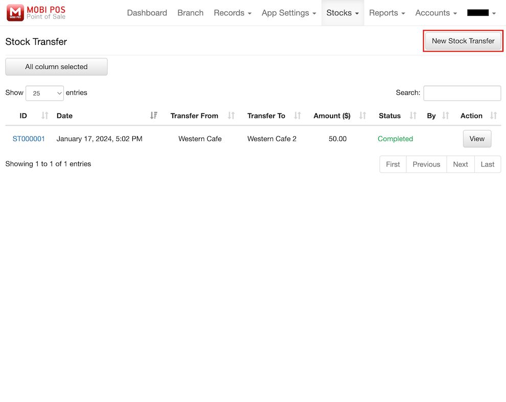 mobi-pos stock transfer