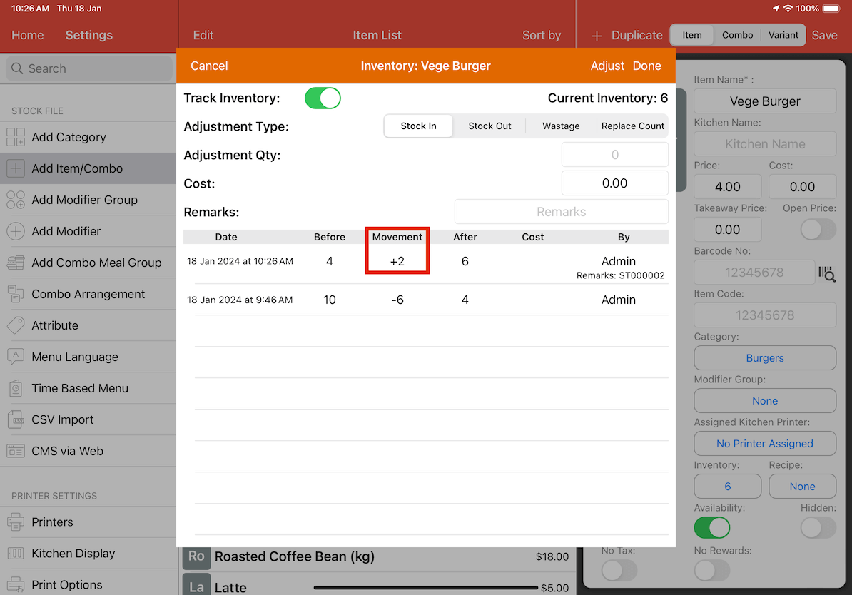 mobi-pos track inventory