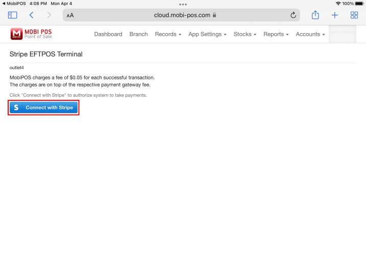 mobipos cloudsync connect with stripe
