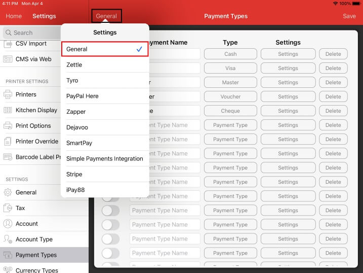 mobipos general payment settings