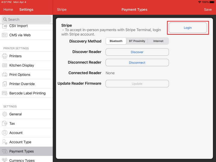 mobipos stripe payment login