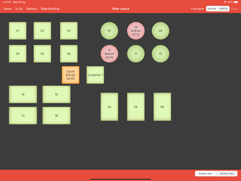 pos system after change table settings