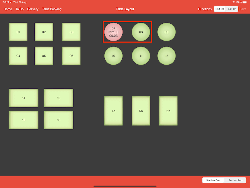 pos system after table merging settings