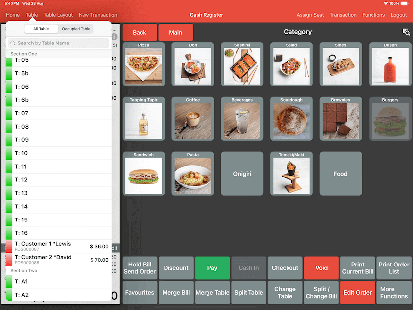 pos 
system customer tab table settings