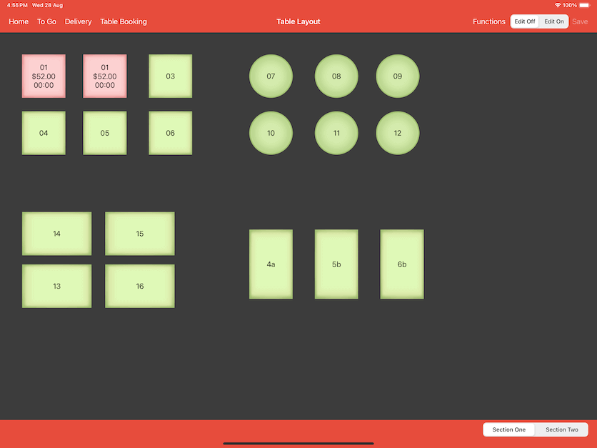 pos system joined table bill settings