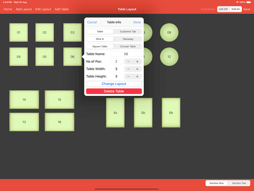 pos 
system table layout delete table settings