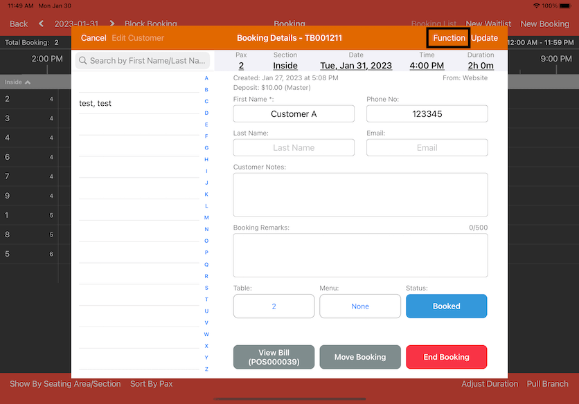 mobipos click function deposit refund