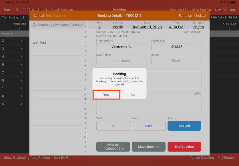 mobipos confirm refund deposit