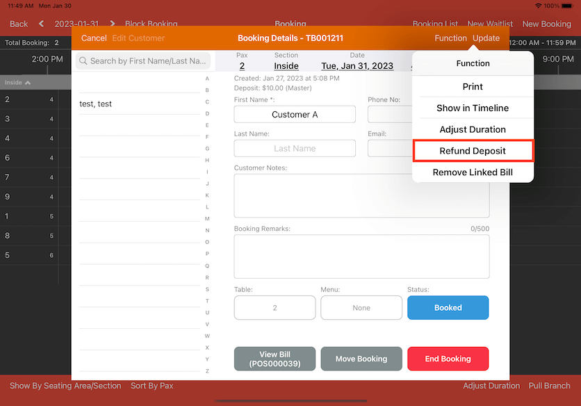 mobipos select refund deposit