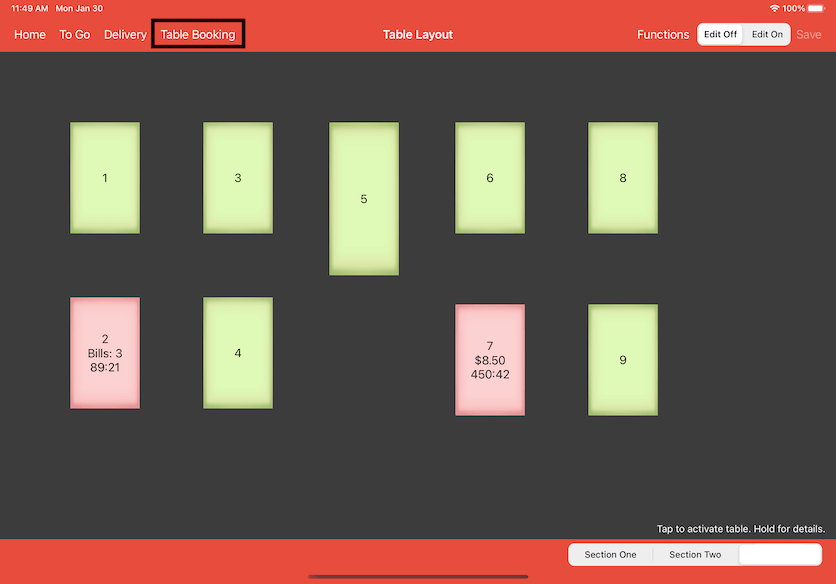 mobipos select table booking