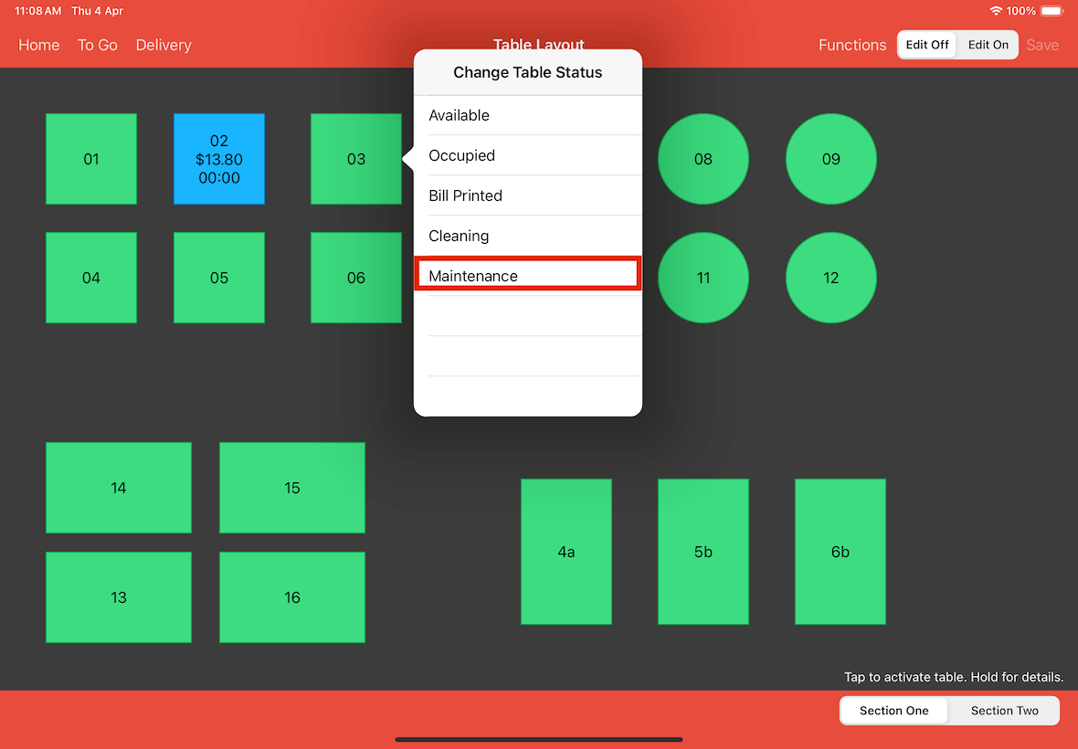 table status available 3