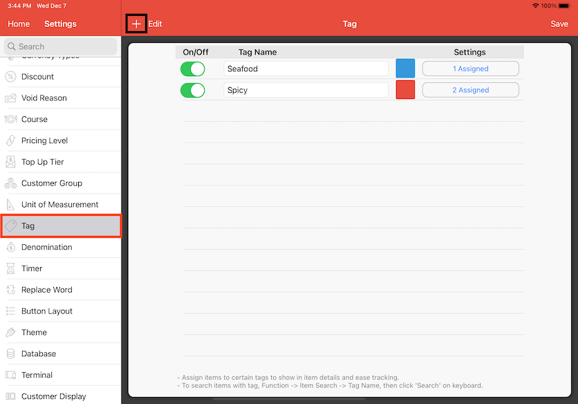 mobipos settings tag