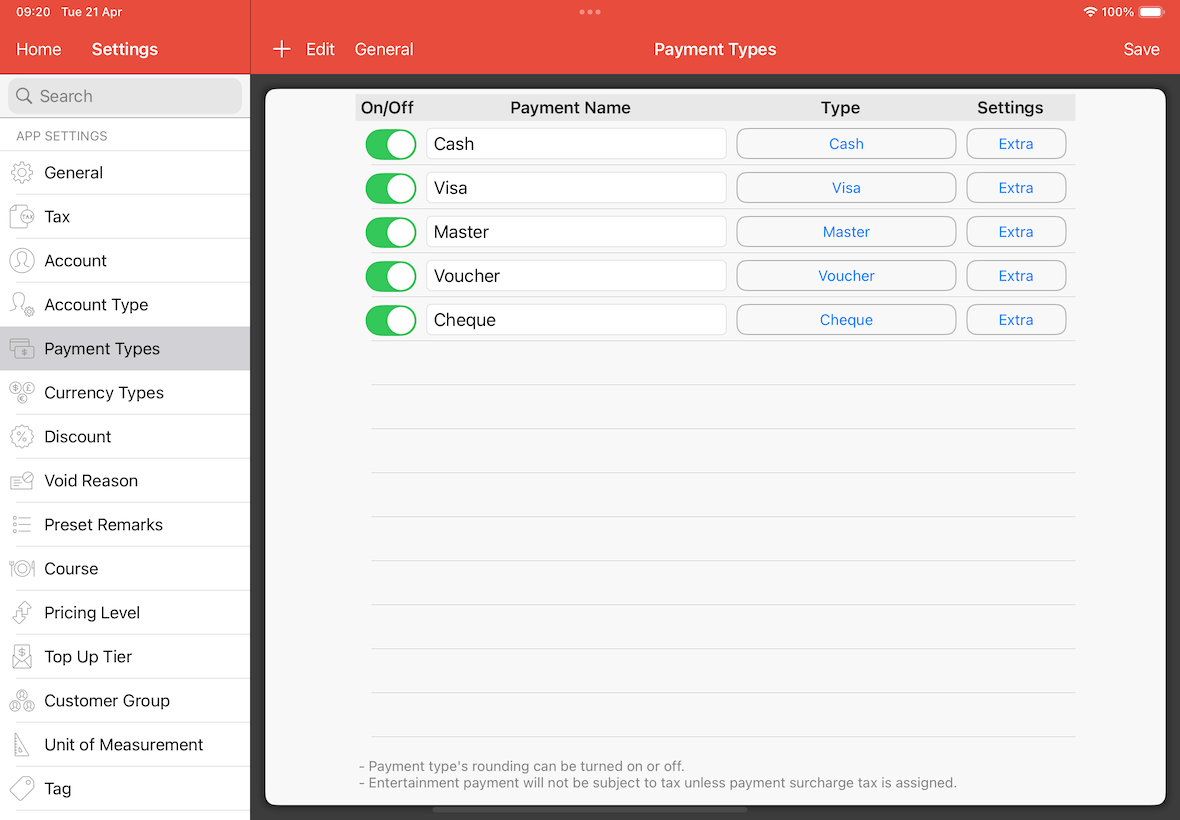 payment types page