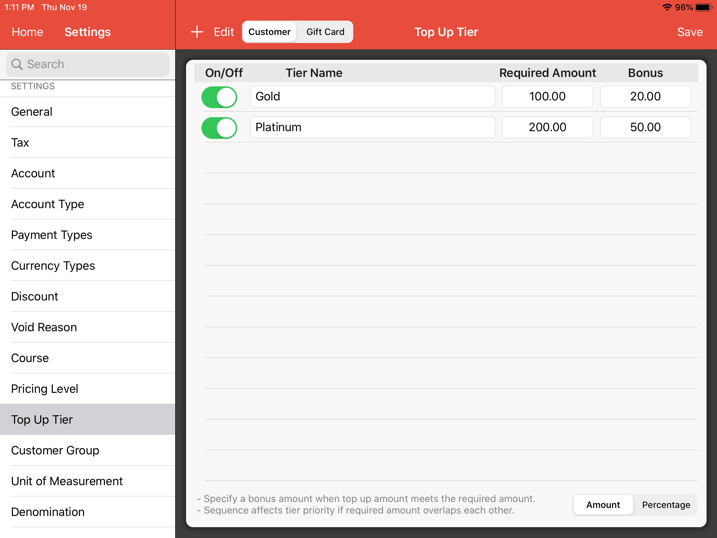 mobipos topup tier customer