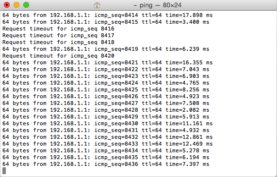 ping test connection drop