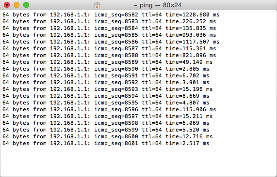 ping test high latency