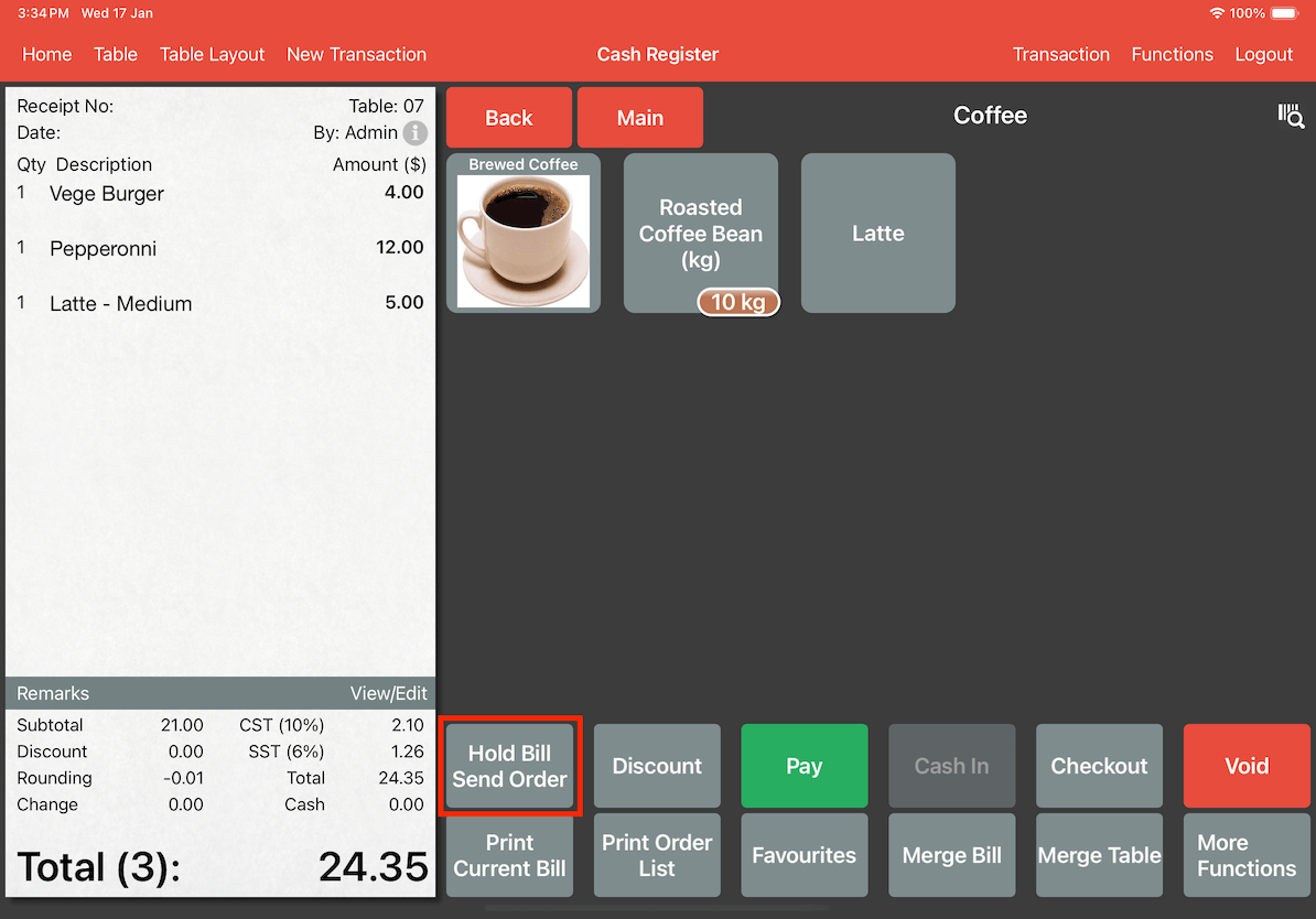 mobi-post punch order and hold bill