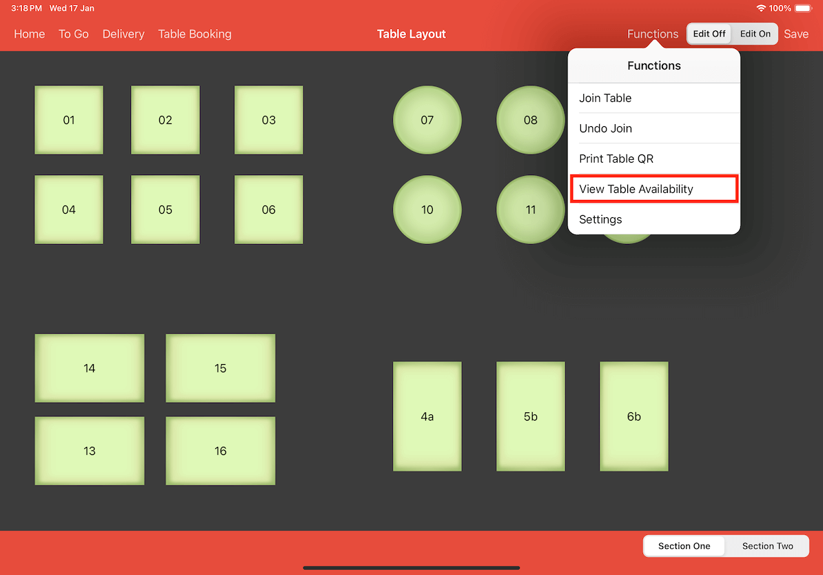 mobi-function view table availability