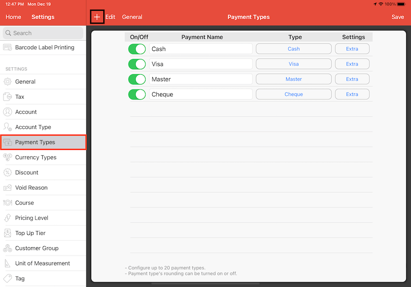 mobipos payment type.