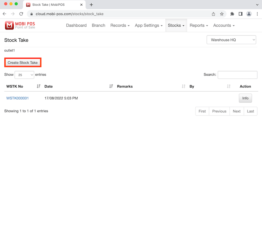 mobipos create stock take